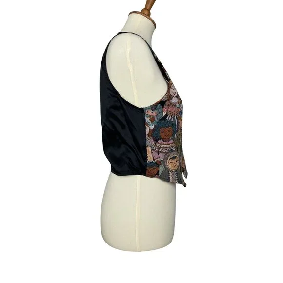 Vintage Mirrors Womens S Children Small World Vest Embroidered - Picture 2 of 9